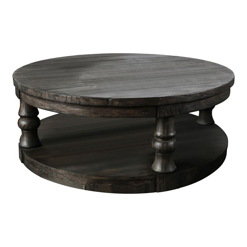 Furniture Of America Joss Rustic Wood Round Coffee Table In Antique Gray |  Cymax Business Throughout Rustic Round Coffee Tables (View 20 of 20)