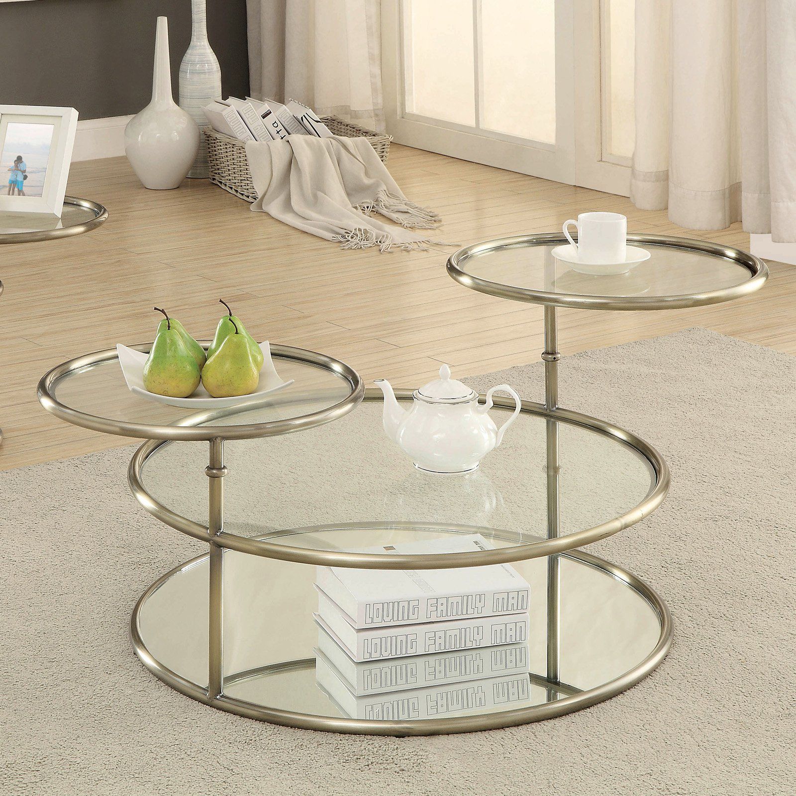 Furniture Of America Leanal Modern Round Swivel Coffee Table – Walmart Throughout Swivel Coffee Tables (View 16 of 20)