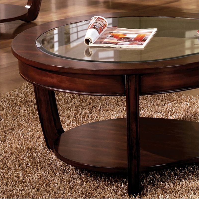 Furniture Of America Tunton Solid Wood 1 Shelf Coffee Table In Dark Cherry  | Cymax Business Inside Dark Cherry Coffee Tables (View 11 of 20)