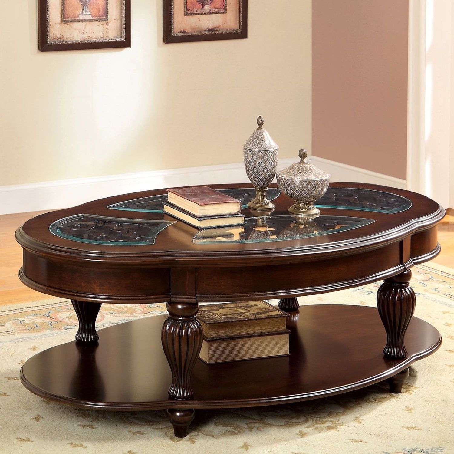 Furniture Of America Zerathe Traditional Cherry 54 Inch Coffee Table – On  Sale – Overstock – 9264050 For Dark Cherry Coffee Tables (View 5 of 20)