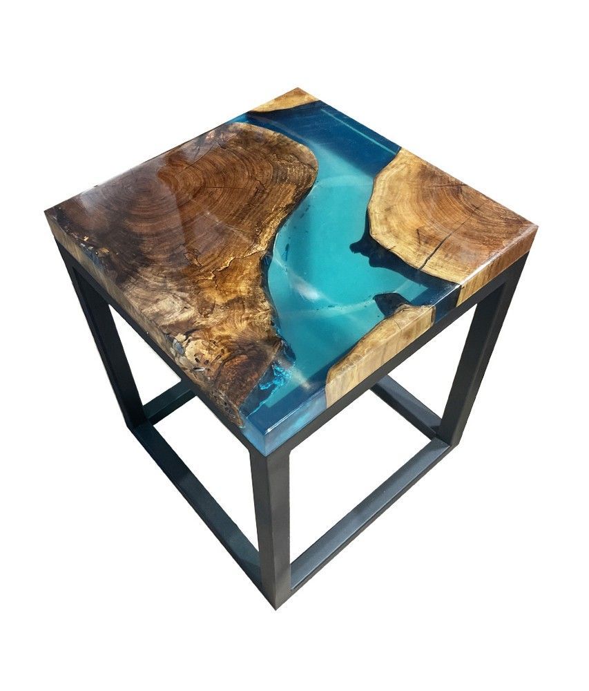 Furniture: Walnut Wood And Turquoise Resin Coffee Table | World's Art In Resin Coffee Tables (View 1 of 20)