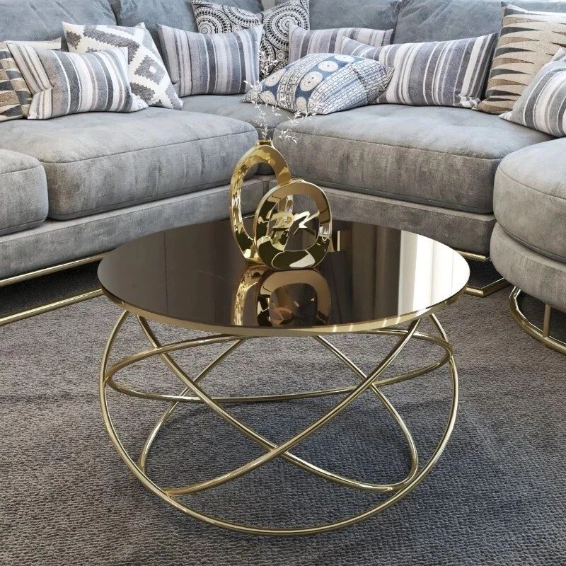 Gold Metal Center Coffee Table, Bronze Mirrored Nesting Round Living Room  Kitchen Home Furniture Decor End Dining Turkey From|coffee Tables| –  Aliexpress In Bronze Metal Coffee Tables (View 18 of 20)