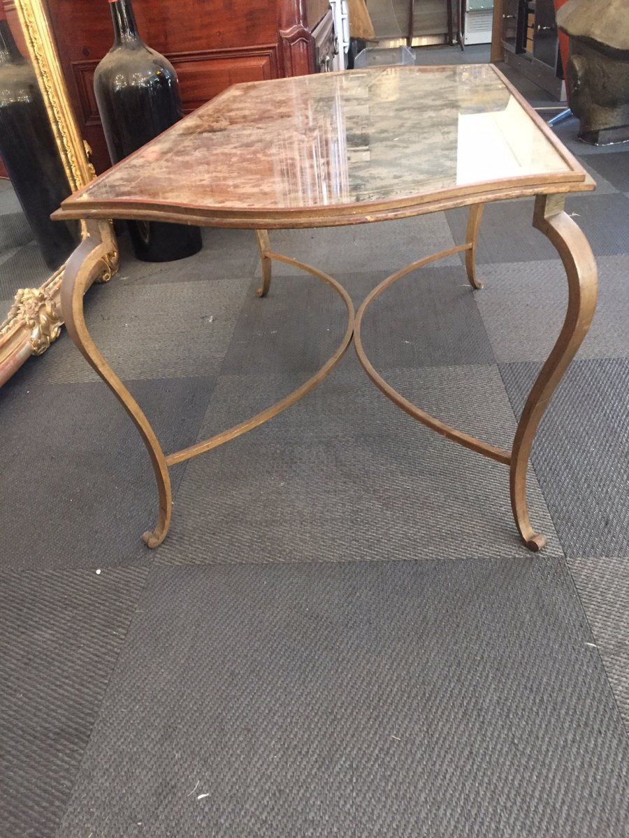 Golden Patinated Iron Coffee Table And Eglomised Glass Around 1940 – Low  Table Regarding Iron Coffee Tables (View 18 of 20)