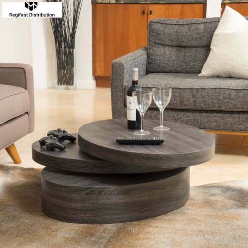 Hale C Oval Mod Rotating Wood Coffee Tablechristopher Knight Home | Ebay With Rotating Wood Coffee Tables (View 10 of 20)