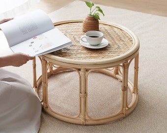 Handmade Round Rattan Coffee Table 1822 Bamboo – Etsy In Rattan Coffee Tables (View 18 of 20)