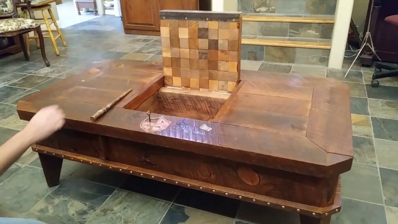 Hidden Compartment Wizard Coffee Table – Youtube Regarding Coffee Tables With Compartment (View 3 of 20)