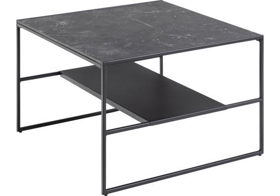 Home :: Home Furniture :: Living Room Furniture :: Coffee Table Infinity,  70x70xh45cm, With 1 Shelf, Black Marble Pertaining To Marble Melamine Coffee Tables (View 1 of 20)
