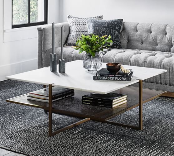 Hyla 41" Marble Coffee Table | Pottery Barn With Marble Coffee Tables (Gallery 20 of 20)