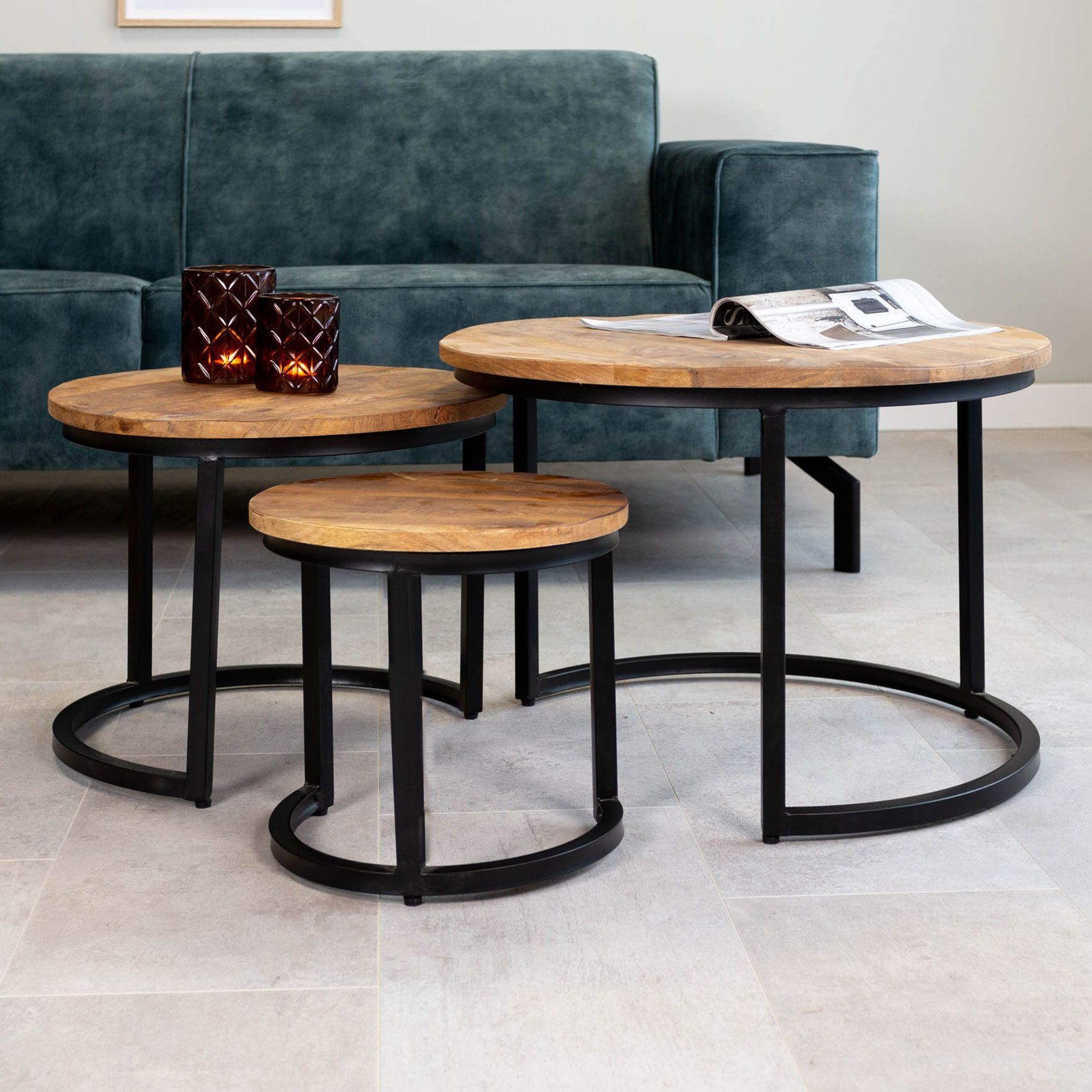 Industrial Coffee Table Oxford (set Of 3) – Furnwise Pertaining To Round Industrial Coffee Tables (View 9 of 20)