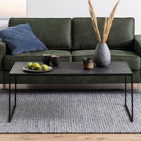 Infor Rectangular Wooden Coffee Table In Black Marble Effect | Furniture In  Fashion Intended For Marble Melamine Coffee Tables (View 10 of 20)