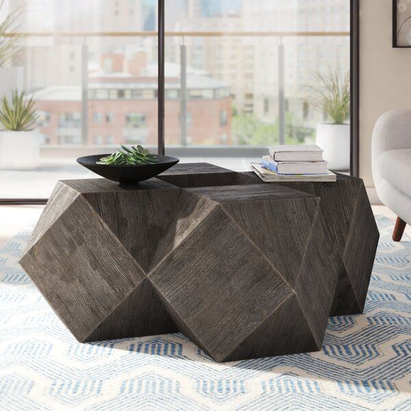 Joss & Main Barry Solid Wood Block Coffee Table & Reviews | Wayfair Inside Geometric Block Solid Coffee Tables (View 5 of 20)