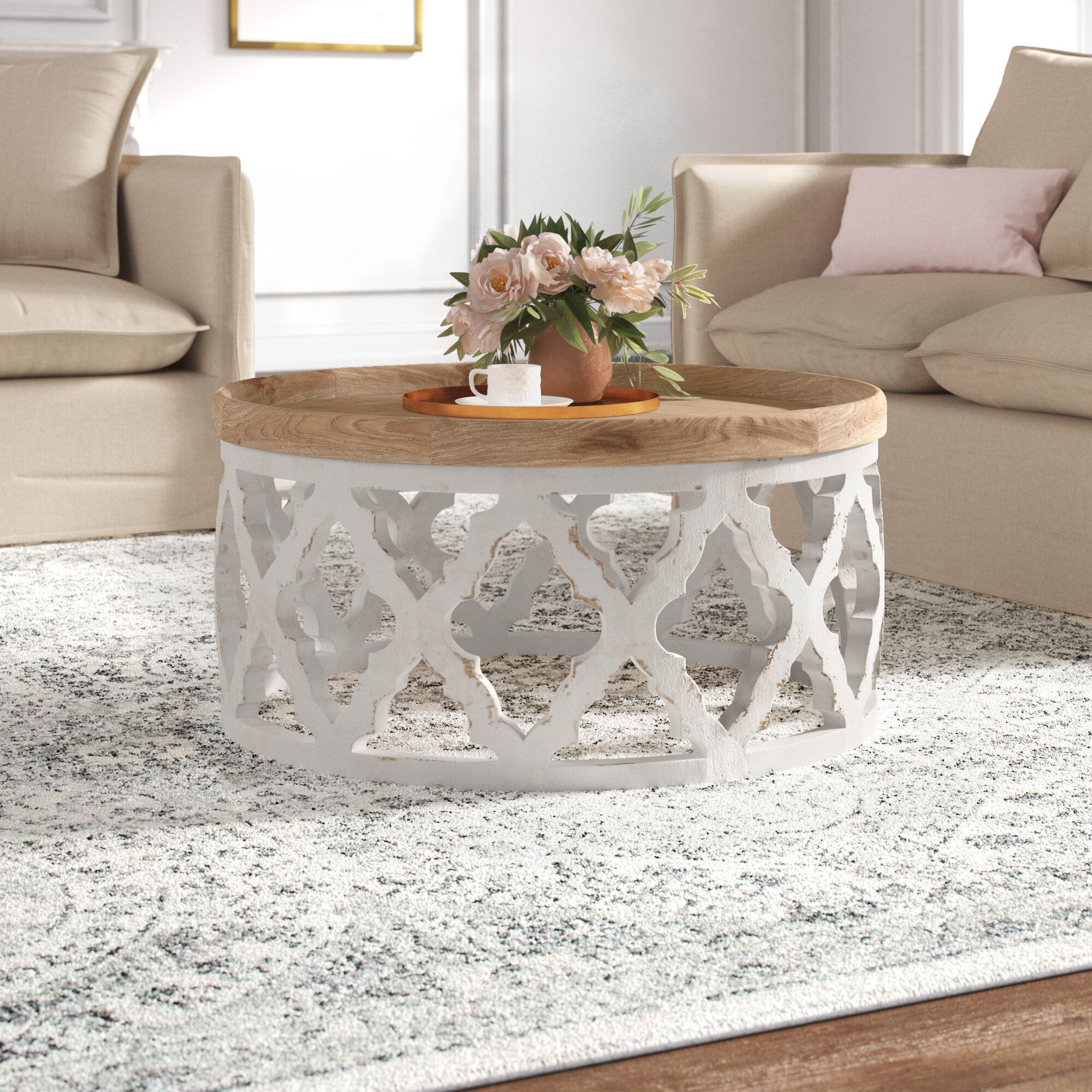 Kelly Clarkson Home Davina Drum Coffee Table & Reviews | Wayfair Throughout Drum Shaped Coffee Tables (View 15 of 20)