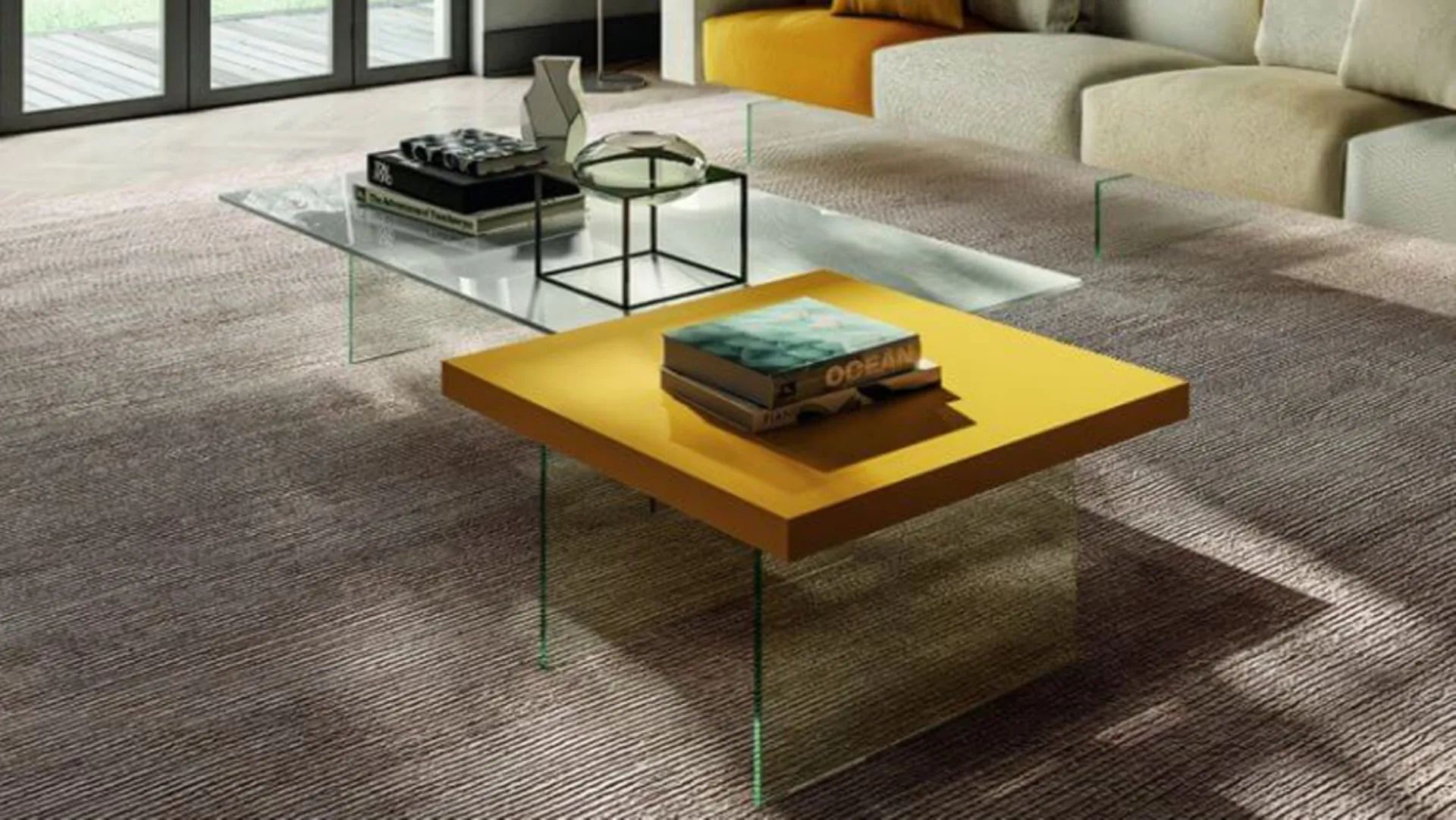 Lago Square Air Glass Coffee Table In Glossy Glass For Glass Coffee Tables (View 6 of 20)