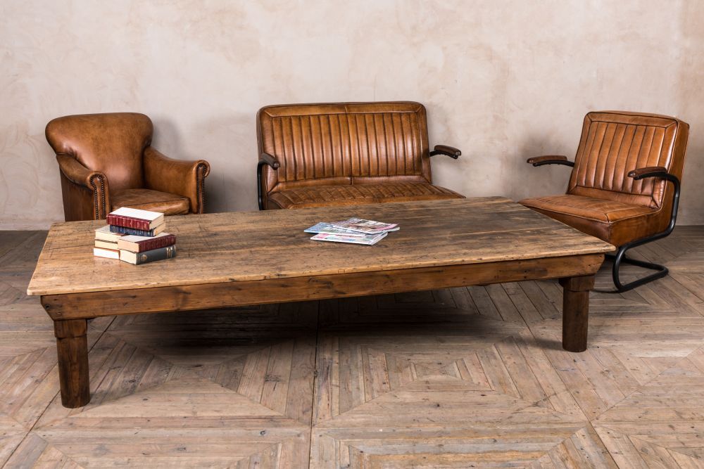 Large Vintage Coffee Table Low Wooden | Peppermill Interiors In Reclaimed Vintage Coffee Tables (View 3 of 20)