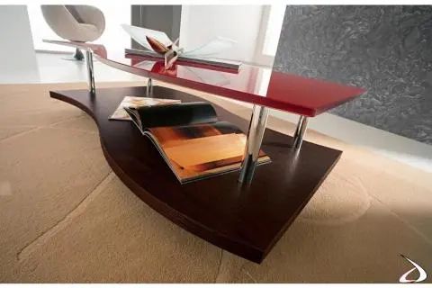 Lemma Coffee Table On Wheels With Shaped Glass Top | Toparredi With Glass Topped Coffee Tables (View 15 of 20)