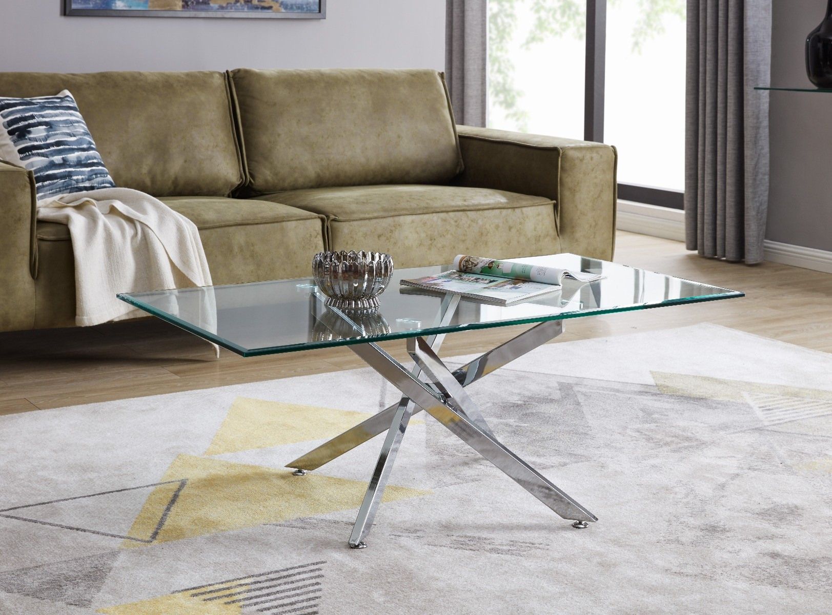 Leonardo Glass & Chrome Coffee Table | Furniturebox Within Chrome Coffee Tables (View 4 of 20)