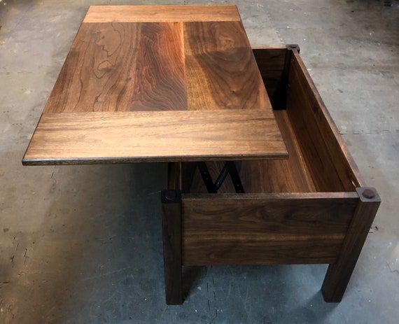 Lift Top Combination Storage Coffee Table And Desk Made From – Etsy  Singapore Intended For Lift Top Storage Coffee Tables (View 4 of 20)