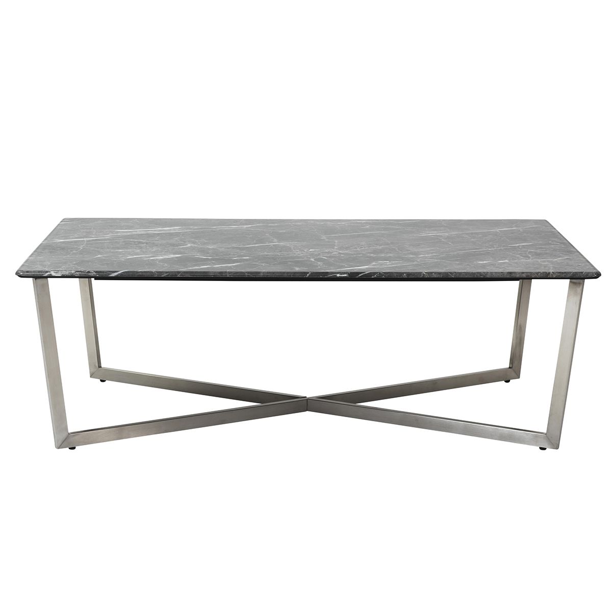Llona 48" Rectangle Coffee Table In Black Marble Melamine With Brushed  Stainless Steel Base In Grayeuro Style Throughout Marble Melamine Coffee Tables (View 11 of 20)