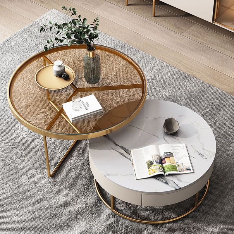 Luxury Round Coffee Table Set | Marble Coffee Table Living Room, Glass Coffee  Tables Living Room, Center Table Living Room Throughout Modern Round Coffee Tables (View 16 of 20)