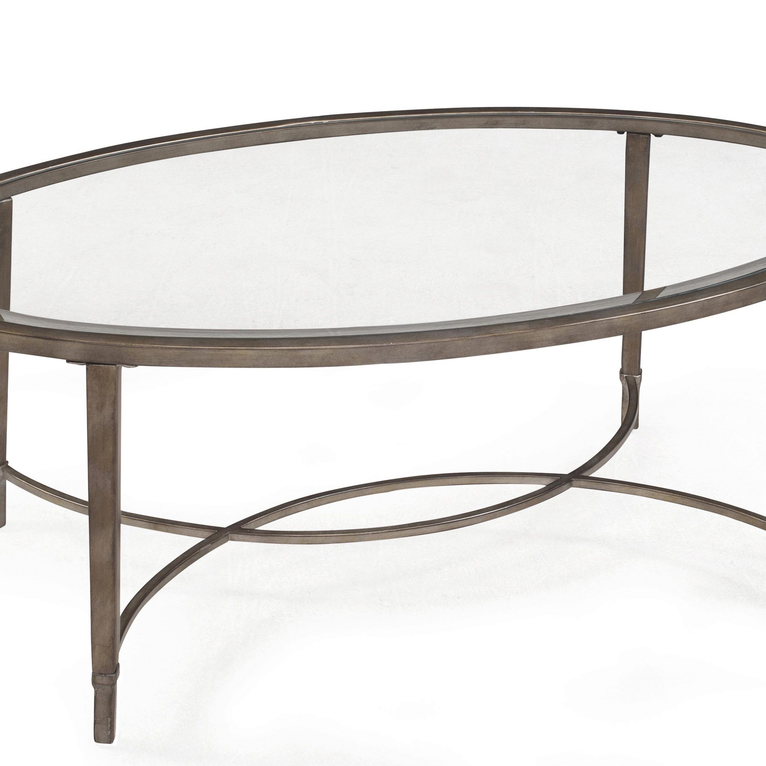 Magnussen Home Copia Mat1570330 Metal And Glass Oval Cocktail Table | Upper  Room Home Furnishings | Cocktail Or Coffee Table Intended For Glass Oval Coffee Tables (View 5 of 20)