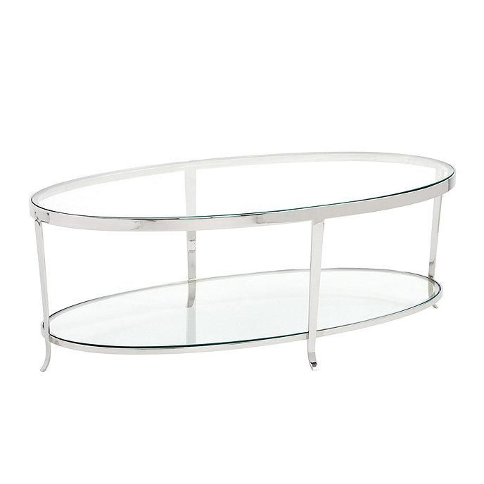 Manhattan Oval Polished Steel Glass Coffee Table In Glass Oval Coffee Tables (View 11 of 20)