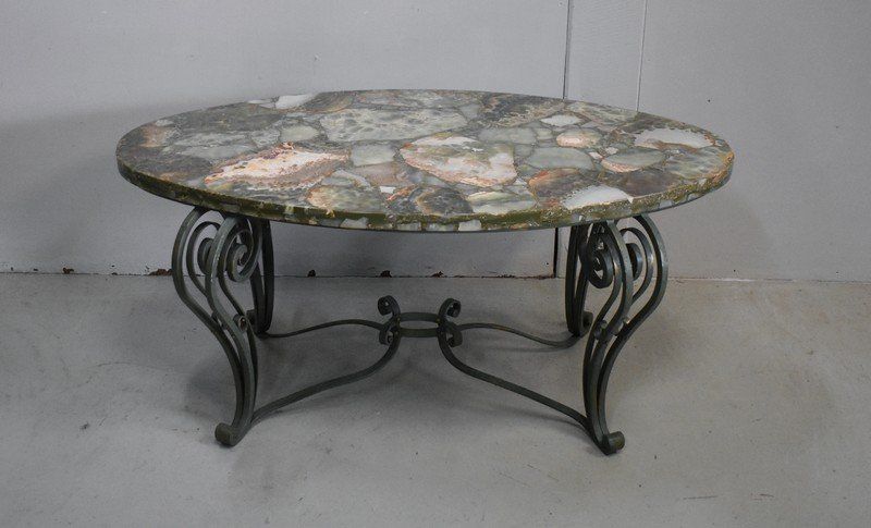 Marble And Wrought Iron Coffee Table – 1950 – Low Table Intended For Iron Coffee Tables (View 9 of 20)