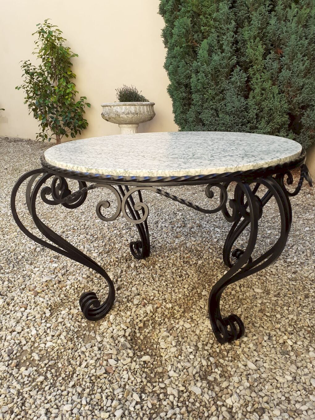 Marble And Wrought Iron Coffee Table Vintage Black Marble/metal Regarding Iron Coffee Tables (View 4 of 20)