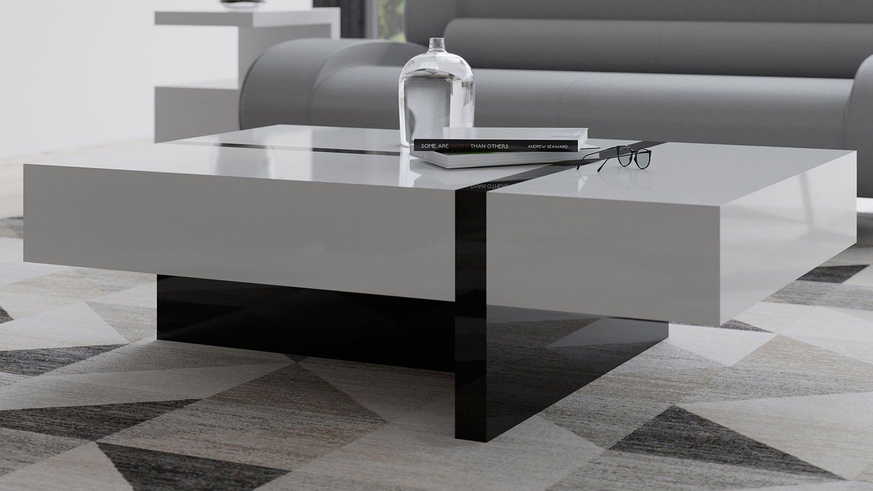 Mcintosh 47" Rectangle Coffee Table – White And Black Intended For Rectangle Coffee Tables (View 9 of 20)