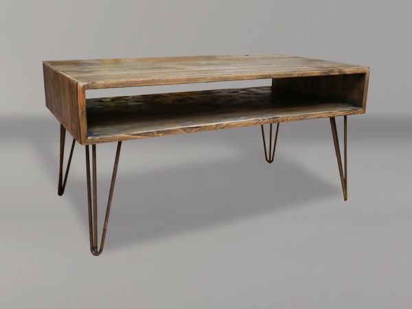 Melrose Open Shelf Coffee Table With Hairpin Legs – Appleton Furniture  Design Center // Intended For Open Shelf Coffee Tables (View 4 of 20)