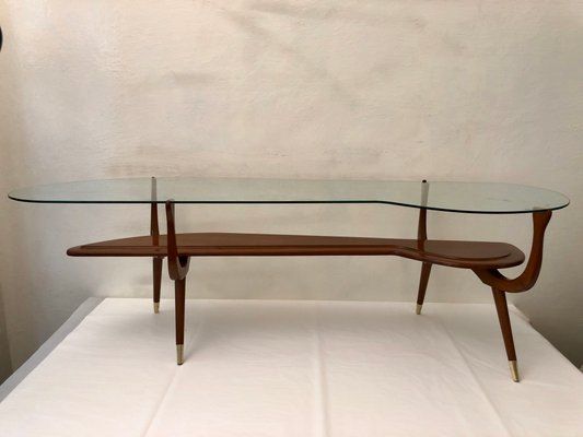 Mid Century Italian Brass And Glass Coffee Table, 1950s For Sale At Pamono Regarding Mid Century Coffee Tables (View 8 of 20)