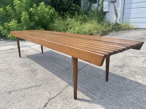 Mid Century Modern Wood Slat Bench Coffee Table | Ebay Within Slat Coffee Tables (View 5 of 20)