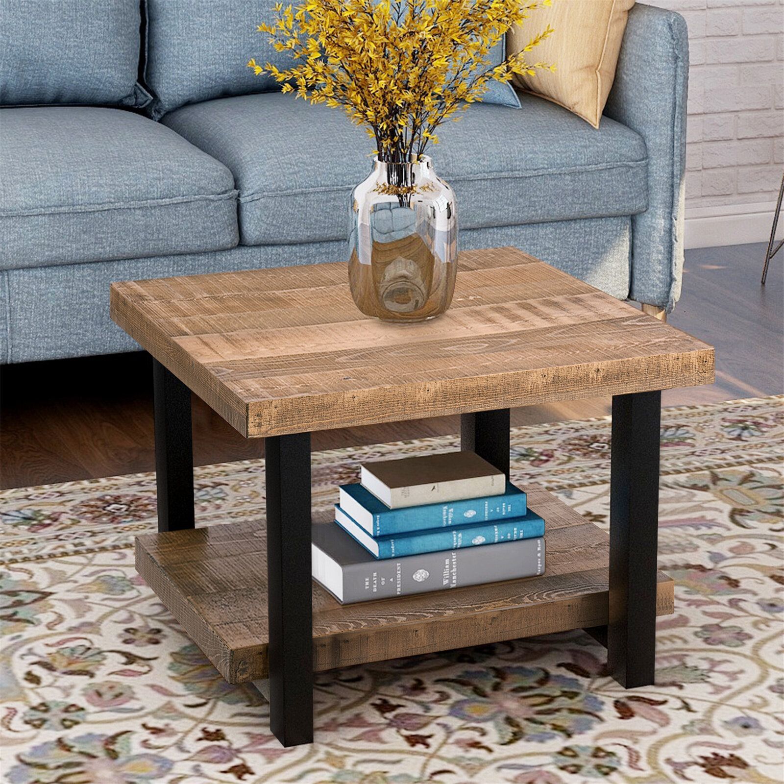 Millwood Pines Rustic Natural Coffee Table With Storage Shelf For Living  Room | Wayfair Intended For Rustic Natural Coffee Tables (View 7 of 20)