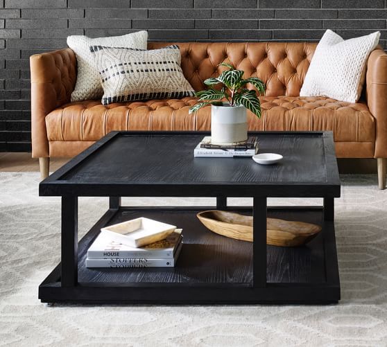 Modern 40" Square Coffee Table | Pottery Barn Throughout Black Square Coffee Tables (View 1 of 20)