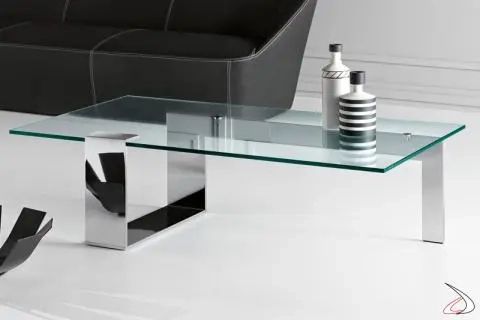 Modern And Elegant Glass Coffee Table With Metal Frame Plinsky | Toparredi In Glass Topped Coffee Tables (View 11 of 20)