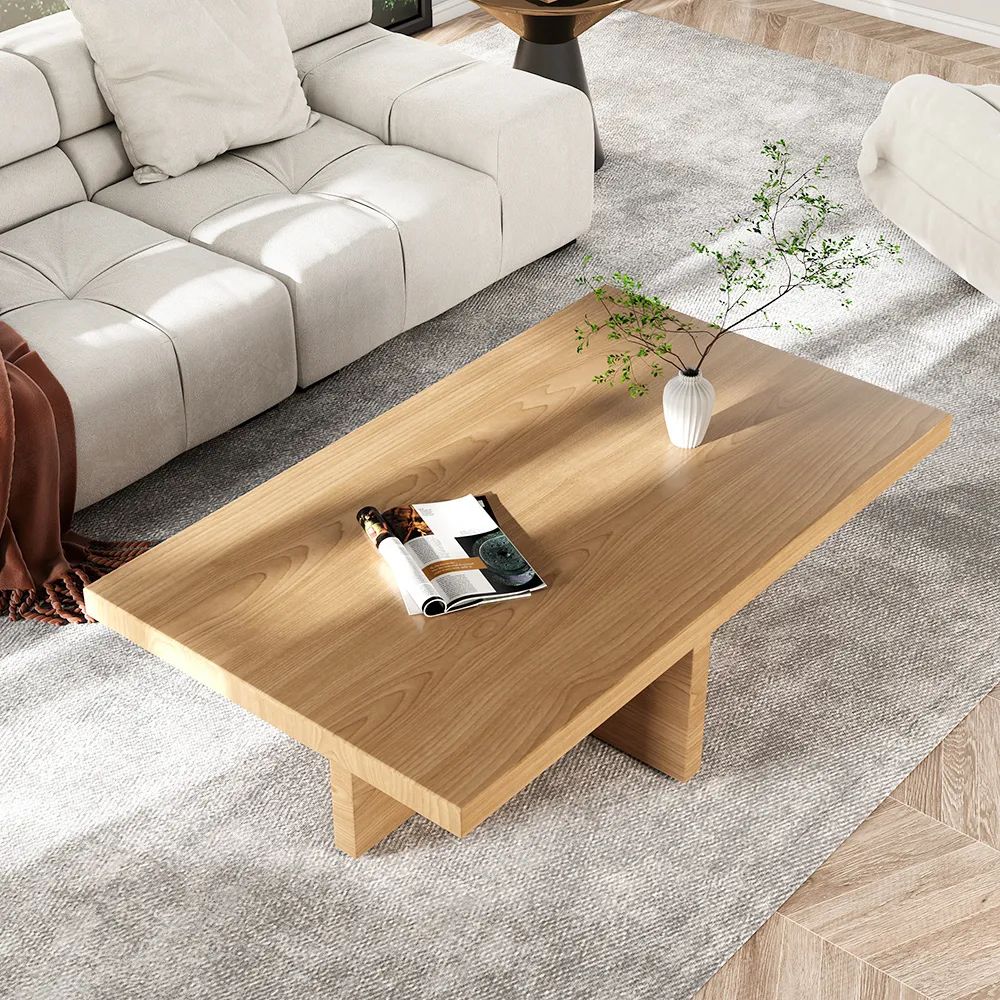 Modern Wood Coffee Table Rectangle Shaped In Natural Rustic Homary Pertaining To Rectangle Coffee Tables (View 11 of 20)