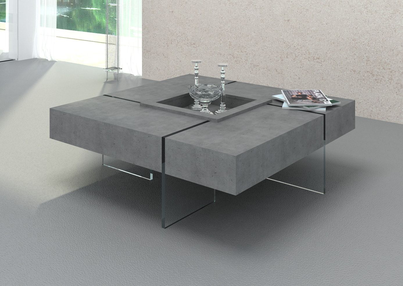 Modrest Shauna – Modern Faux Concrete Floating Coffee Table For Modern Concrete Coffee Tables (View 3 of 20)