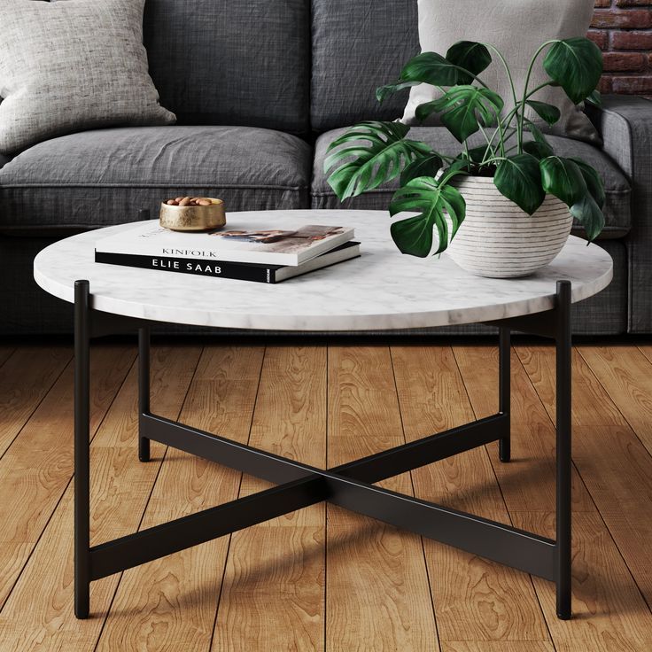 Nathan James Piper White Faux Marble Black Metal Frame Round Modern Living  Room Coffee Table – Walmart | Coffee Table Living Room Modern, Table  Decor Living Room, Faux Marble Coffee Table In Faux Wood Coffee Tables (View 11 of 20)
