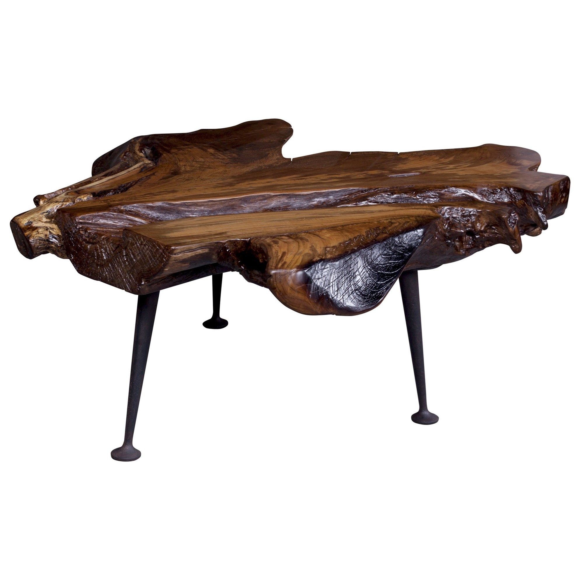 Natural Rustic Live Edge Solid Teak Coffee Table With Cast Iron Legs |  Bennett's Furniture And Mattresses | Cocktail/coffee Tables Intended For Iron Legs Coffee Tables (View 14 of 20)