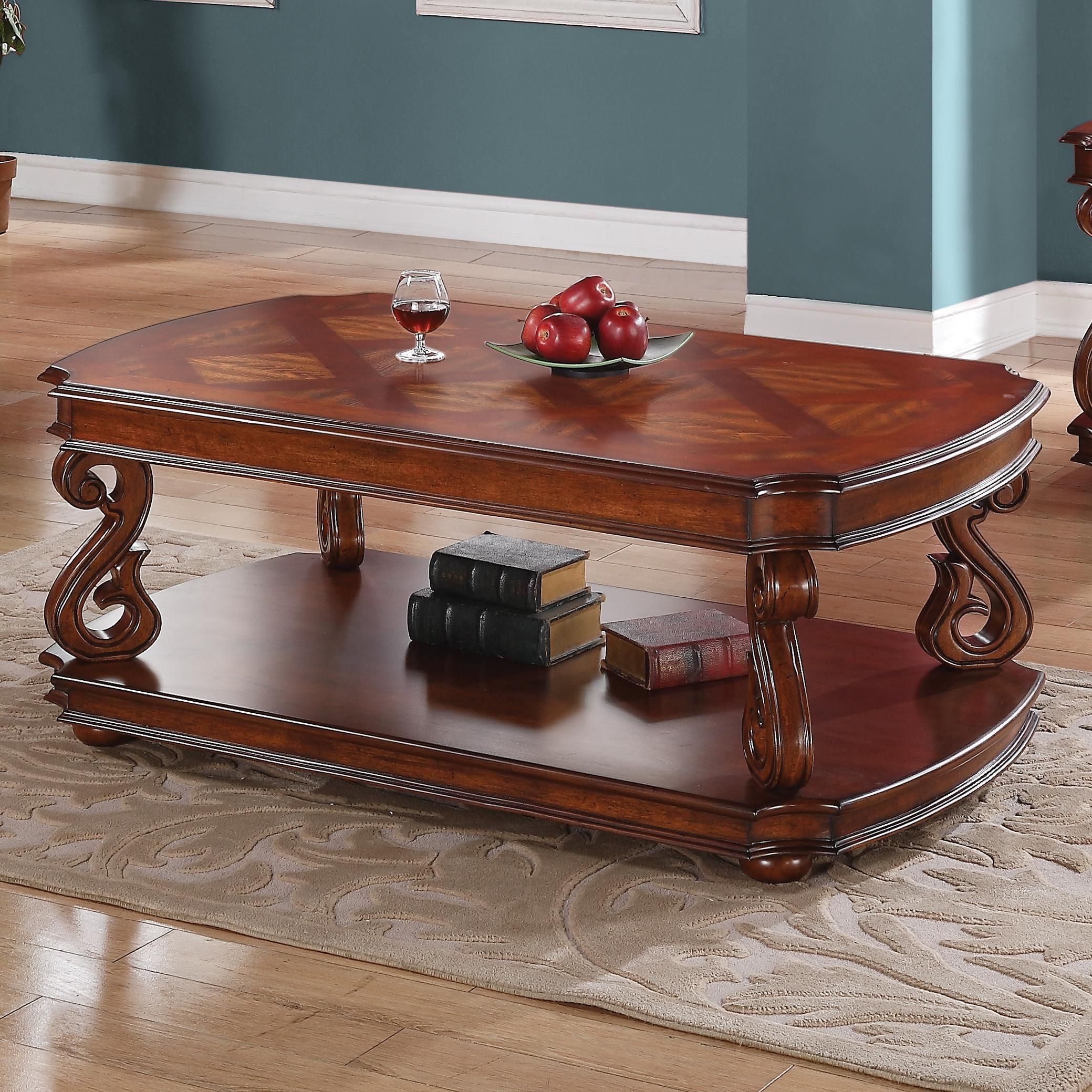 Occasional Group Traditional Coffee Table With Parquet Veneers In Dark  Cherry Finish | Quality Furniture At Affordable Prices In Philadelphia Main  Line Pa With Regard To Dark Cherry Coffee Tables (View 3 of 20)