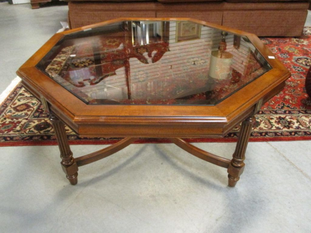 Octagon Coffee Table With Glass Top | Estate & Personal Property Furniture  Tables | Online Auctions | Proxibid Within Octagon Glass Top Coffee Tables (View 8 of 20)