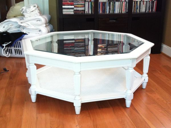 Octagon Wood/glass Coffee Table – $60 (cwe) | Wood Glass, Flipping Furniture,  Coffee Table Refinish For Octagon Glass Top Coffee Tables (View 12 of 20)