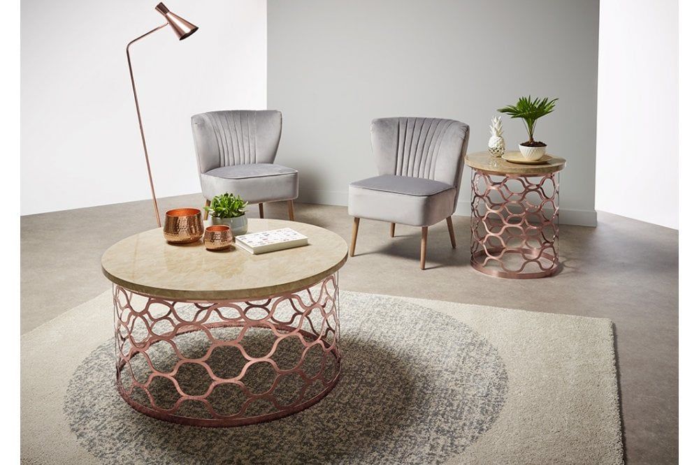 Ophelia Occasional Coffee Table Rose Gold | Serene | Furnitureinstore In Rose Gold Coffee Tables (View 8 of 20)