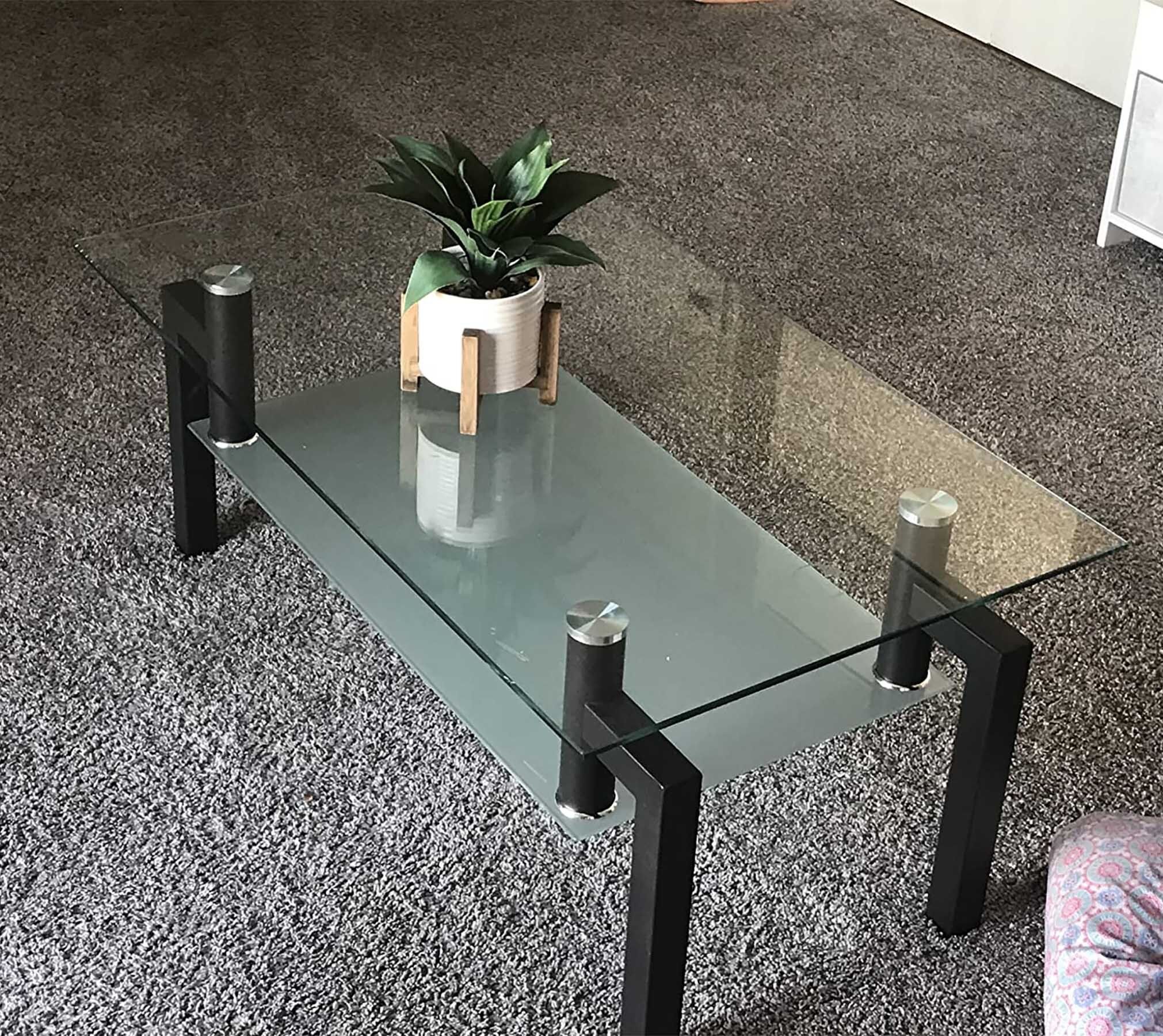 Orren Ellis Modern Glass Coffee Table With Storage,2 Tier Center Clear Coffee  Tables With Tempered Glass Tabletop & Metal Legs For Living Room | Wayfair For Modern 2 Tier Coffee Tables Coffee Tables (View 12 of 20)