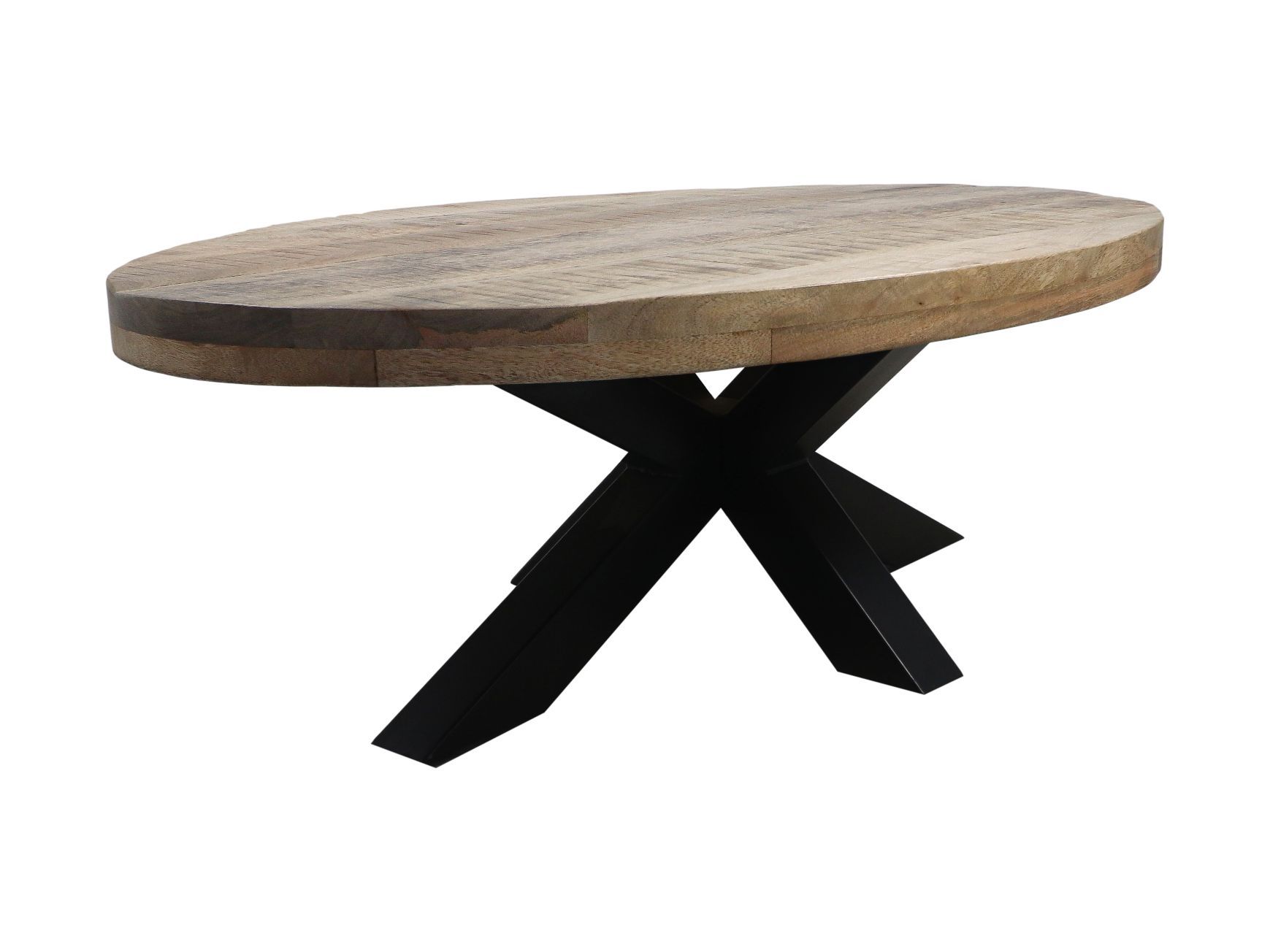 Oval Coffee Table – 130x80x45 – Natural/black – Mango Wood/metal – Coffee &  Side Tables – Henk Schram Meubelen Throughout Metal Oval Coffee Tables (Gallery 20 of 20)