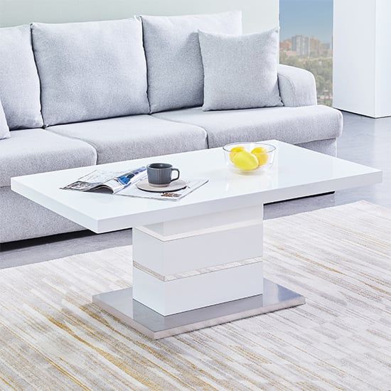Parini Rectangular High Gloss Coffee Table In White | Furniture In Fashion Throughout High Gloss Coffee Tables (View 5 of 20)