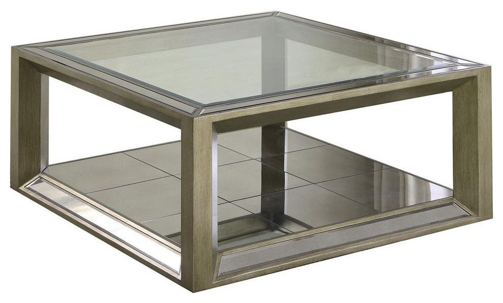 Pascual Dull Gold With Antique Mirrored Coffee Table – Transitional – Coffee  Tables  Furniture Import & Export Inc (View 14 of 20)