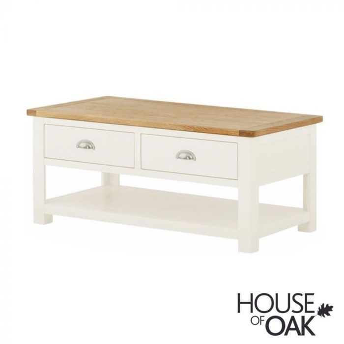 Portman Painted 2 Drawer Coffee Table In Whitehouse Of Oak | House Of  Oak For 2 Drawer Coffee Tables (View 2 of 20)