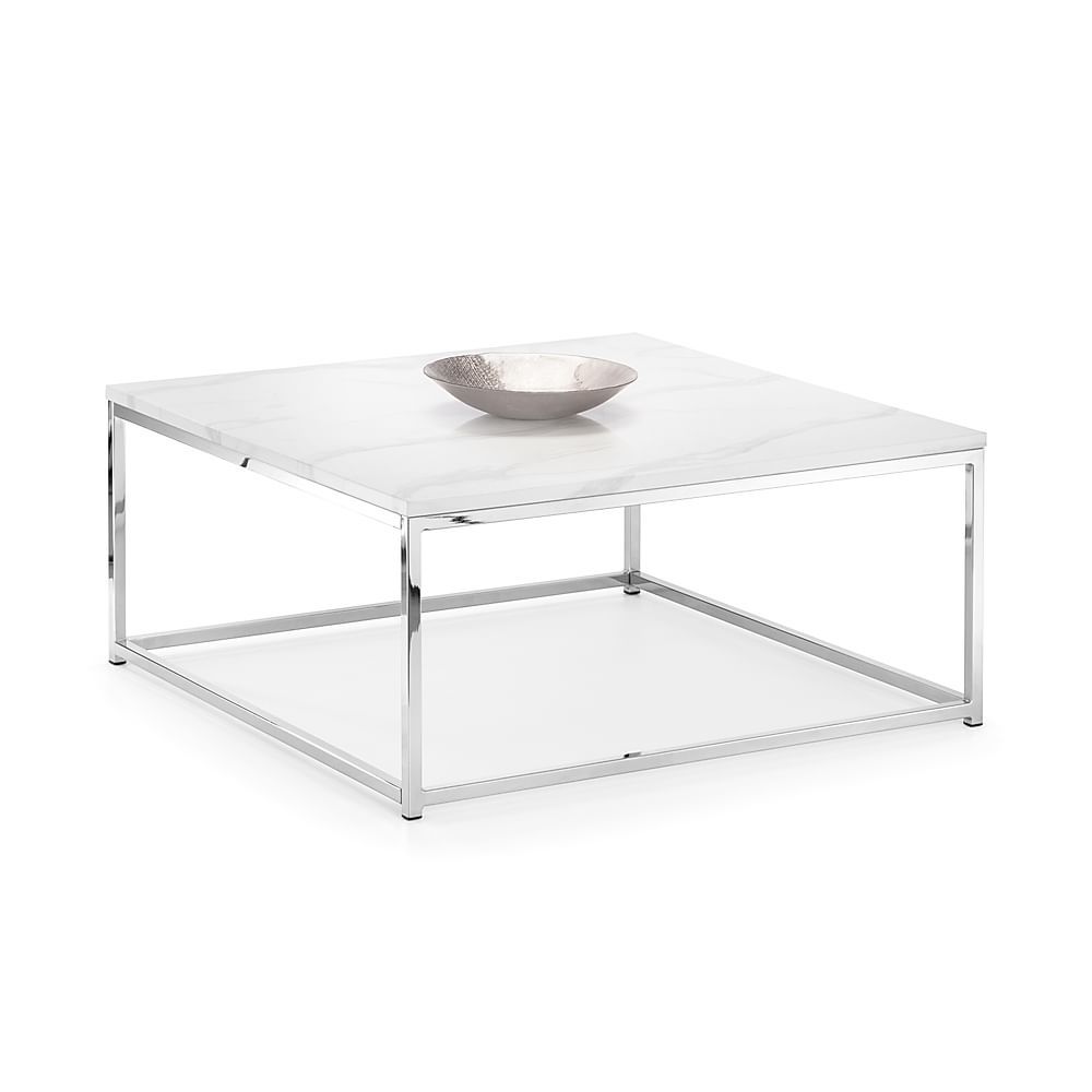 Roma White Marble And Chrome Coffee Table | Furniture And Choice Throughout Chrome Coffee Tables (View 9 of 20)