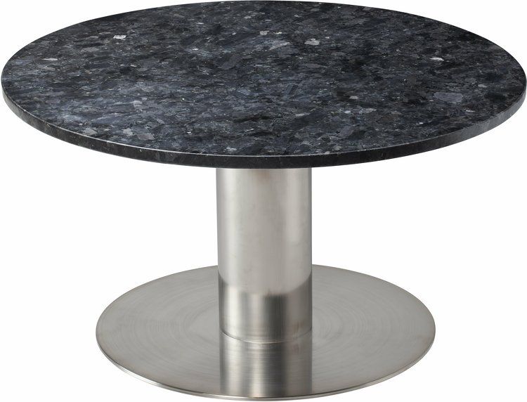 Round Coffee Table In Grey Steel And Black Granite Top Pepo – Accent Regarding Black Accent Coffee Tables (View 7 of 20)