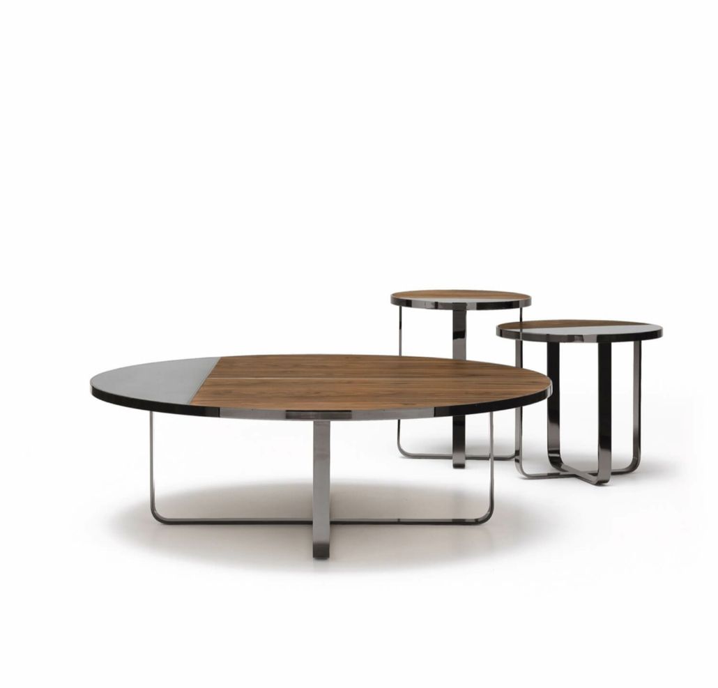 Round Coffee Table With Top In American Walnut Wood And Metal Base,  Designedmarco Piva (View 14 of 20)